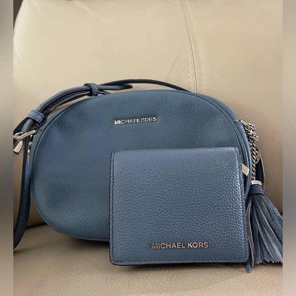 Michael Kors Collection Handbags - Michael Kors Blue Crossbody and matching wallet